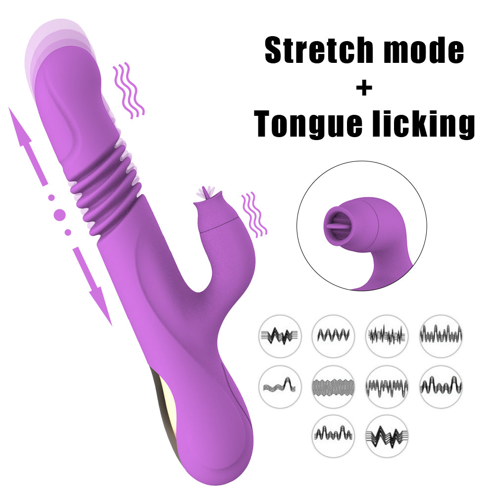 Heating Licking Telescopic Vibrator